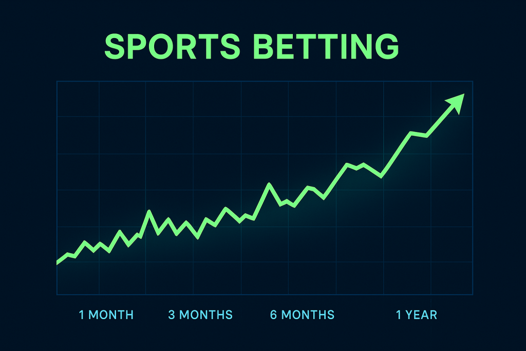 +EV betting timeline chart showing variance smoothing into profits