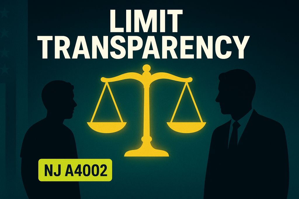 NJ A4002 sportsbook limit transparency bill heads to floor vote — scales of justice with lobbyist and bettor silhouettes